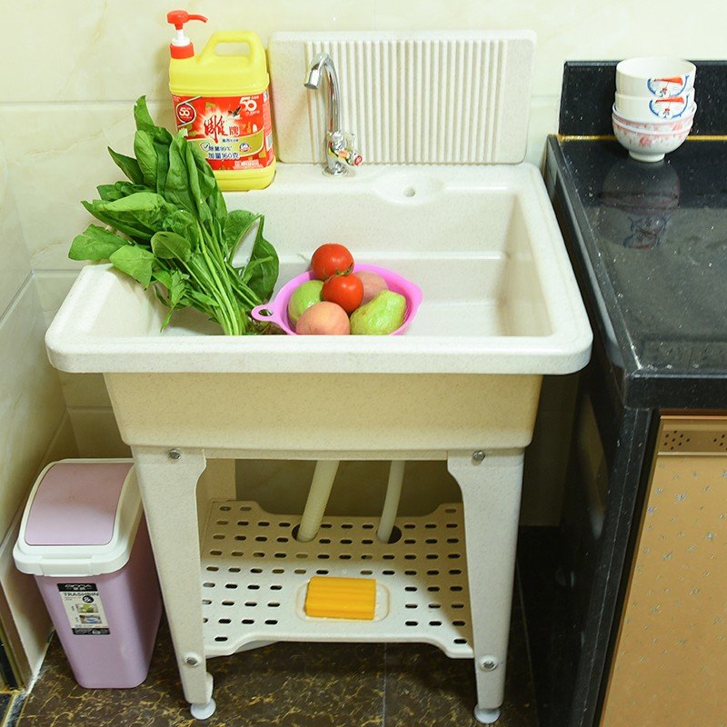 حوض غسيل بلاستيكي بسيط مع لوح  - مراجعة Laundry وسعره